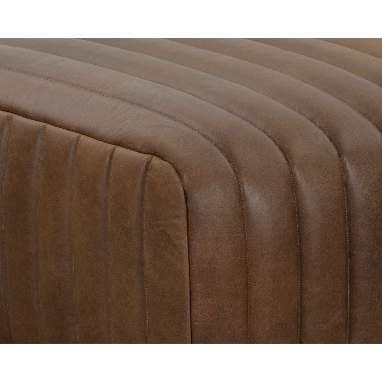 Lewin 17 inch Lucia Tobacco Leather Ottoman